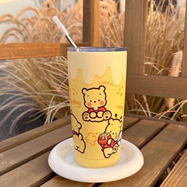 Korean style coffee mug yellow color on decorative background