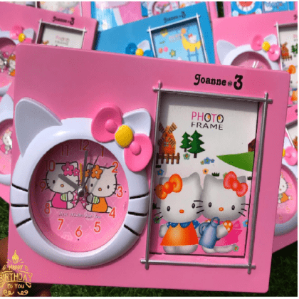 Hello Kitty Clock with Photo frame for Kids & Adults | Battery | Photo Frame | Assorted Colors | Box Packing