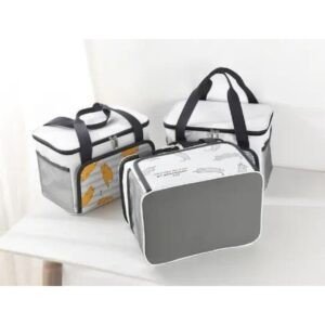 Assorted lunch bag for school on white background