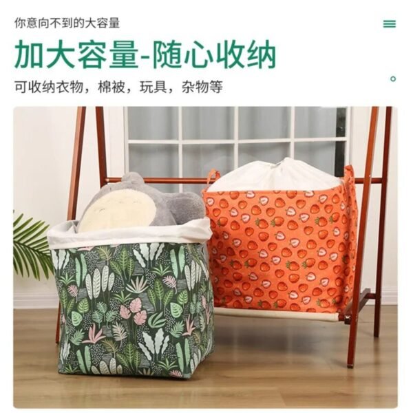 printed laundry basket showing some feature on decorative background