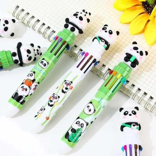 Panda head ballpoint pen on decorative background
