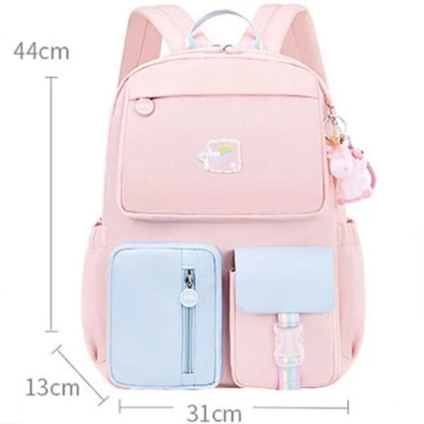 Showing the dimension of korean bag for kids on white background