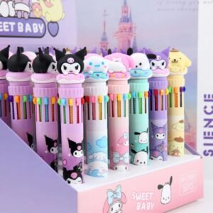 kawaii head ballpoint pen box on decorative background