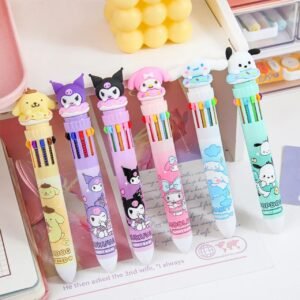 Kawaii head ballpoint pen on decorative background