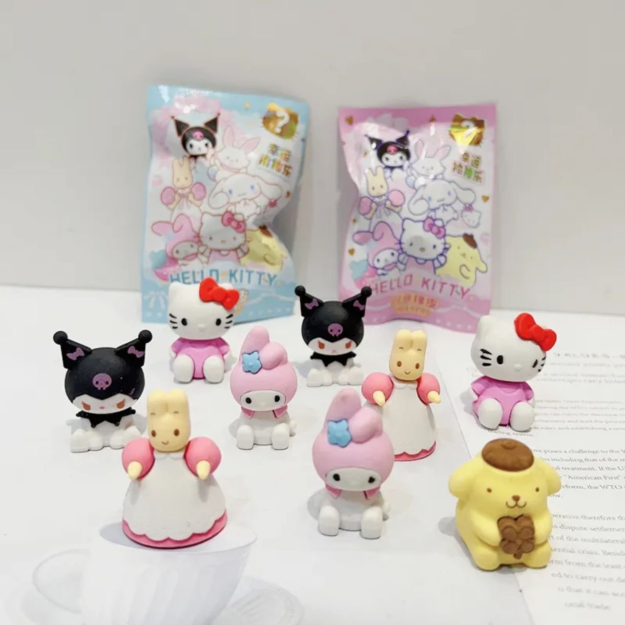 Sanrio Juego de 32 unidades de borrador de l piz Kawaii Hello Kitty Kuromi Melody Cinnamoroll 4