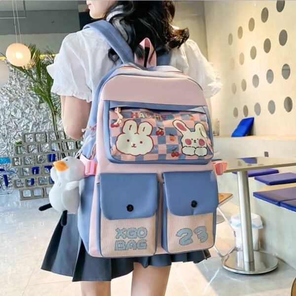 kawaii school bag for kids on decorative background