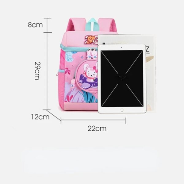 Dimension of kids backpack on white background