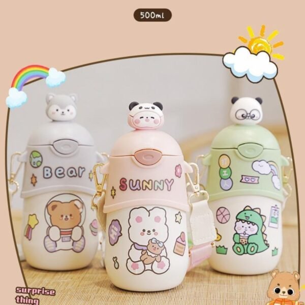 kawaii bear sipper different colors on table