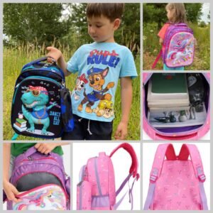 Collage of kids backpack