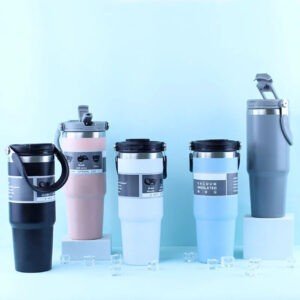 Vacuum Insulated Tumbler mix colors on decorative background