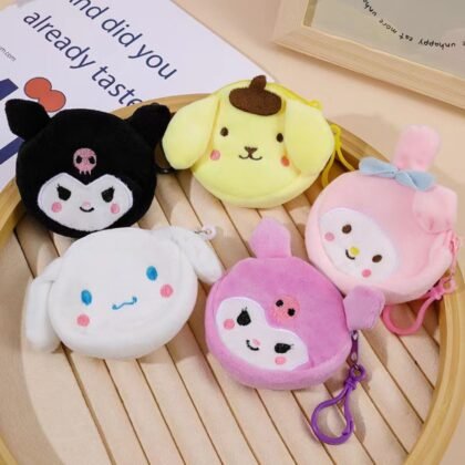 Cute Sanrio Theme Coin Pouch for Kids | Round Shape with Zipper | Assorted Colors & Designs | OPP Packing