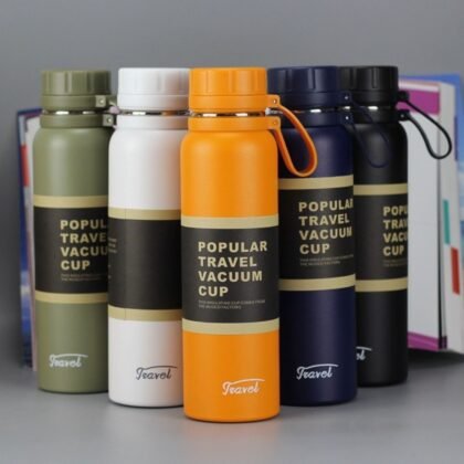 Stainless Steel Double Wall Bottle | with Strainer & Carry Band | Airtight & Leak-Proof | 600Ml & 1200 ML | Assorted Colors | Box Packing