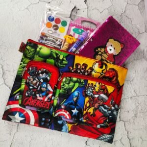 Stationery Folder Bag Superhero printed on decorative background
