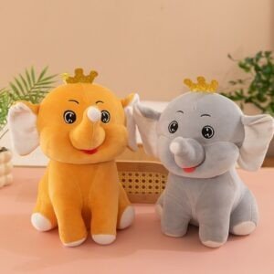 Elephant Shape Plush Toy Yellow & grey color with decorative background