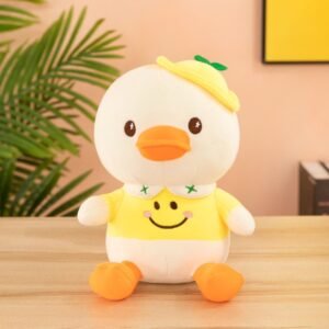 Duck Shape Plush Toy yellow color on decorative background
