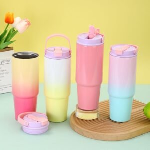 Tumbler with Handle & Dual Tone Different colors on decorative background