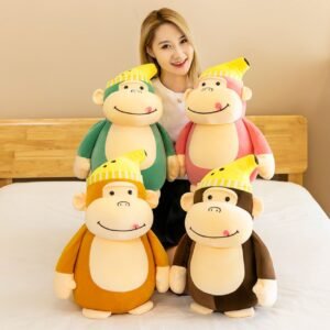 Monkey Banana Shape Toy Different colors on decorative background