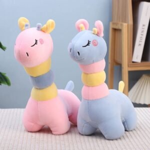 Cute Unicorn Plush Toy different colors on decorative background