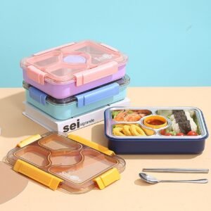 3 Compartment Lunch Box Different colors on decorative background