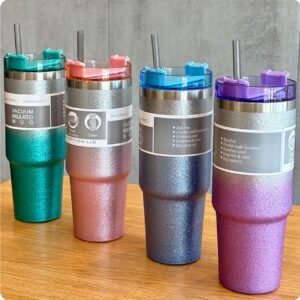 Glitter Insulated Tumbler Different colors on decorative background