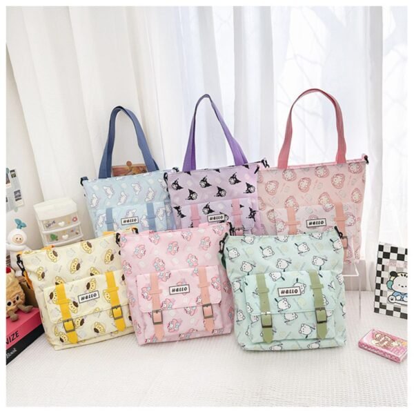 Fabric Tote Hand Bag Different colors on decorative background