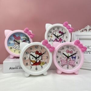 Cartoon Printed Alarm Clock Different colors on decorative background