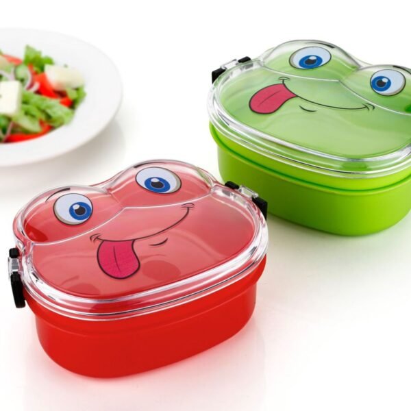 Yumi Lunch Box with Spoon & Fork Set | Transparent Lid | 2 Compartment | 800 ML | Leakproof | Assorted Colors | Box Packing - Image 3