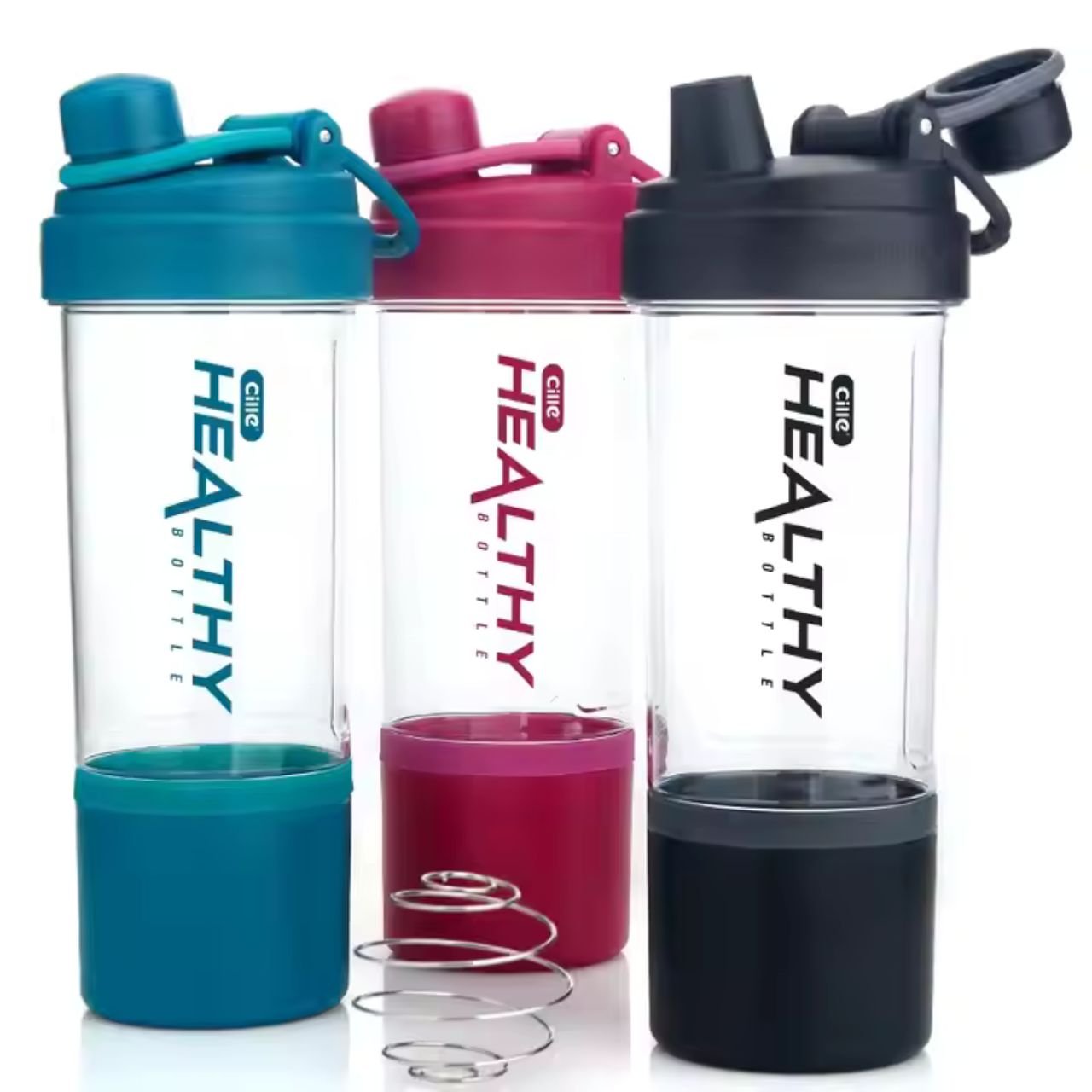 Tritan Plastic GYM Shaker Different colors on white background