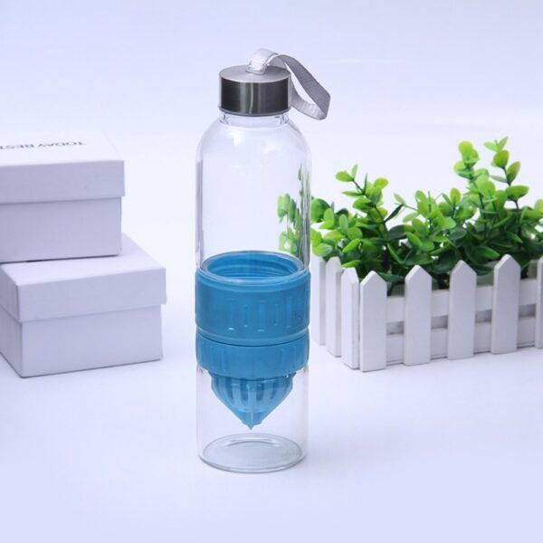 Transparent Glass Water Bottle with Carry Band  | Fruit Infuser | Airtight & Leakproof | 700 ML | Assorted Colors | Box Packing - Image 4