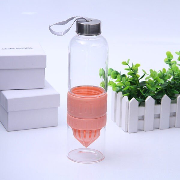 Transparent Glass Water Bottle with Carry Band  | Fruit Infuser | Airtight & Leakproof | 700 ML | Assorted Colors | Box Packing - Image 2