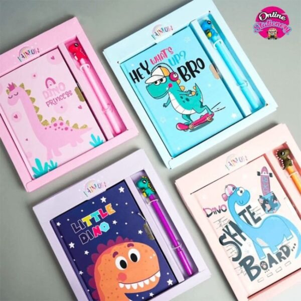 Cartoon Printed Diary with Pen for Kids with Lock & Key | 17x13 Cm | Assorted Prints & Colors | Display Box Packing - Image 2