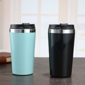 Travel Coffee Tumbler Different Colors on Decorative Background