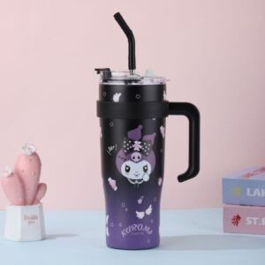 Character Printed Insulated Tumbler Blue Color On Decorative Background