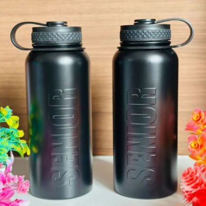 Senior Insulated Bottle with Carry Band | Wide Mouth | 1000 ML| Airtight Leak-Proof | Only Black Color | Box Packing