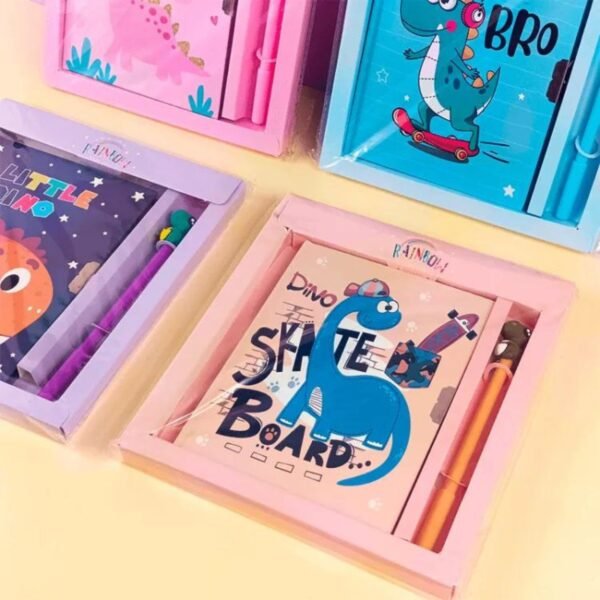 Cartoon Printed Diary with Pen for Kids with Lock & Key | 17x13 Cm | Assorted Prints & Colors | Display Box Packing - Image 4