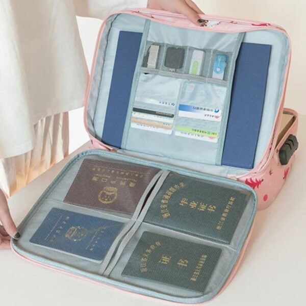 Travel Documents Organizer Bag with Handle | A4  | 38*27*10CM |3 Layer Design & Zip Closure | Assorted Colors | OPP Packing - Image 3