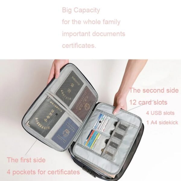 Travel Documents Organizer Bag with Handle | A4  | 38*27*10CM |3 Layer Design & Zip Closure | Assorted Colors | OPP Packing - Image 2