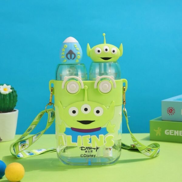 Cute Kawaii Dual Sipper with Strap & Straw | 2 Compartment | 780 ML | Tritan Plastic | Leakproof | Assorted Colors | Box Packing - Image 2