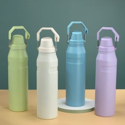 Stainless Steel Insulated Bottle with Handle | Leakproof & Wide Mouth | 600 ML | Double wall | Assorted Colors | Box Packing