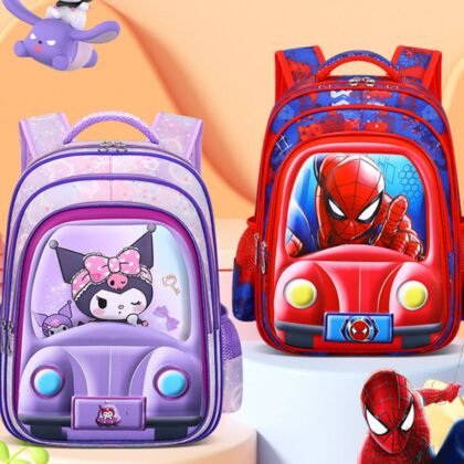 Oxford 3D Backpack for Kids with 4 Compartment | Lightweight & Waterproof | 42*30*20 Cm | Unisex | Assorted Colors| OPP Packing