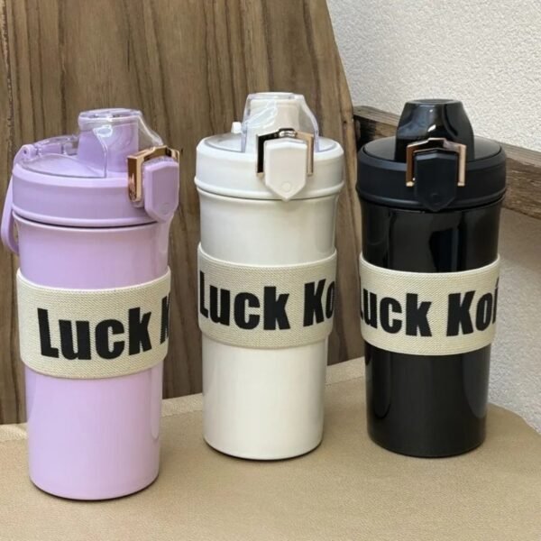 Stainless Steel Insulated Flask Sipper with Sleeves & Straw | 600 ML | Leakproof | Double wall | Assorted Colors | Box Packing - Image 2