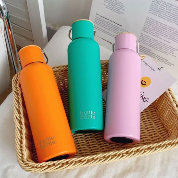 Insulated Wooden Lid Bottle mix colors with decorative background