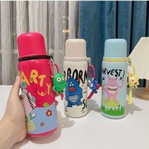 Kawaii Theme Water Bottle mix colors on table with decorative background