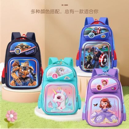 16″ Kids 3D Backpack with Pencil Pouch | Waterproof | 30*20*42 CM | 3 Compartment | Unisex Design | Assorted Colors | OPP Packing