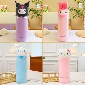 Cute Kawaii Plush Toy Mix Colors and Design in collage with decorative background