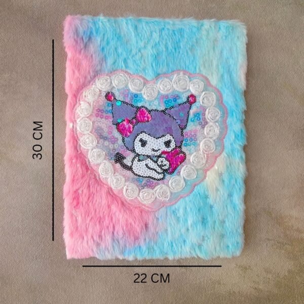 Kawaii Fur Sequins Notebook for Kids | A4 Paper Size | 100 Pages | Assorted Colors | OPP Packing - Image 2