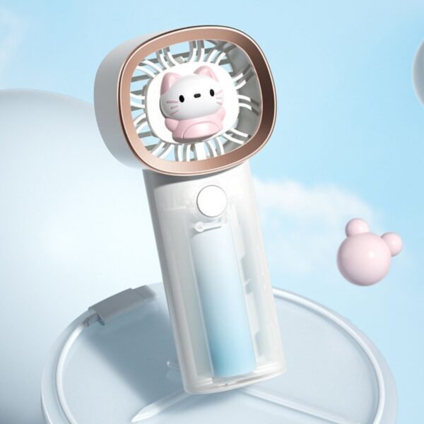 Kids USB Rechargeable Hand Fan with USB Cable | 3 Wind Speed | Compact & Portable | Assorted Colors | Box Packing - Image 2