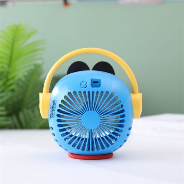 Cute Cartoon Shape Table Fan with USB Cable | Rechargeable | Compact & Portable | Assorted Colors & Design | Box Packing - Image 3
