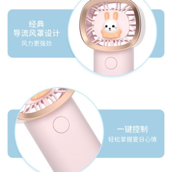 Kids USB Rechargeable Hand Fan with USB Cable | 3 Wind Speed | Compact & Portable | Assorted Colors | Box Packing - Image 4