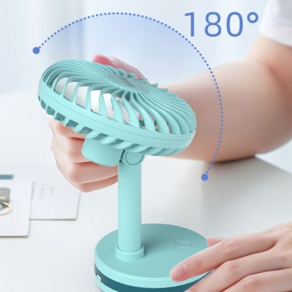 Mini Table Fan with Light & USB Cable | 180° Rotatable | Portable & Rechargeable | Assorted Colors | Box Packing - Image 6